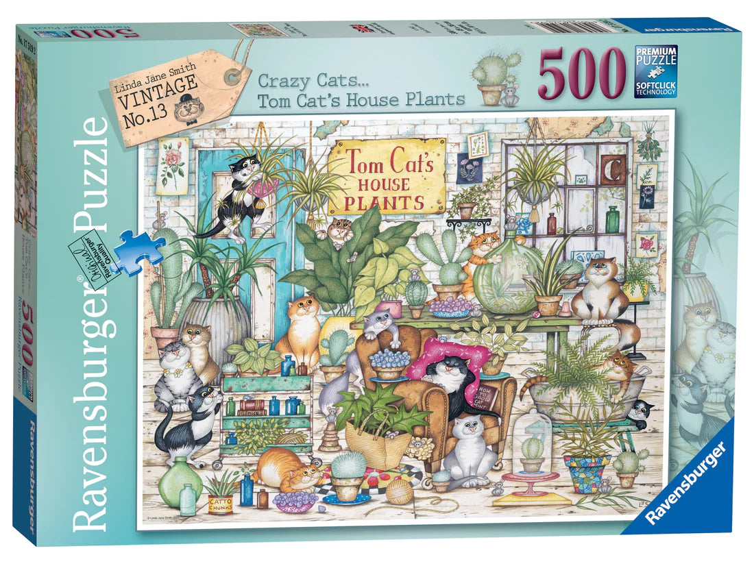 Ravensburger Vintage No. 13 Crazy Cats Tom Cat's House Plants 500 Piece Puzzle image 0